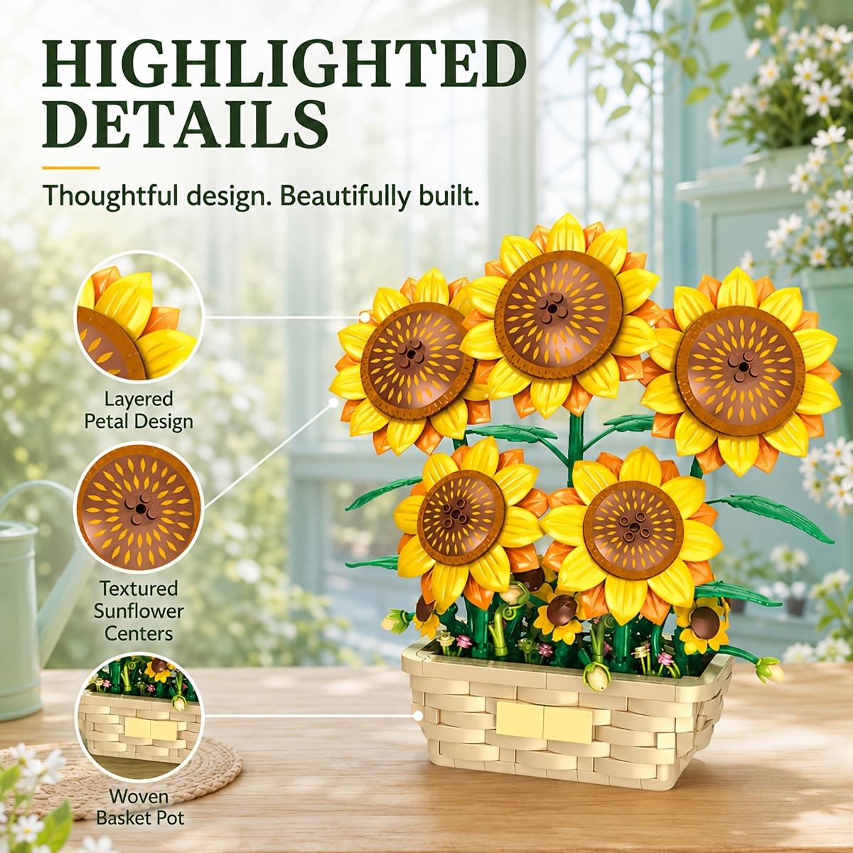Sunflower Potted Building Block Flower Model Toy